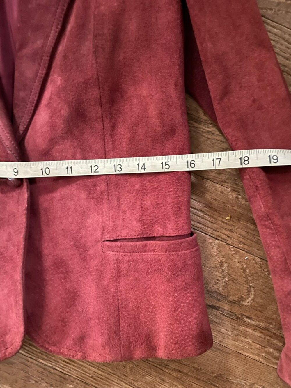Dark Red Real Suede Leather Blazer Jacket - Picture 15 of 16